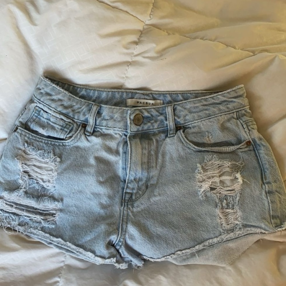 Pacsun Distressed Blue Denim Shorts
